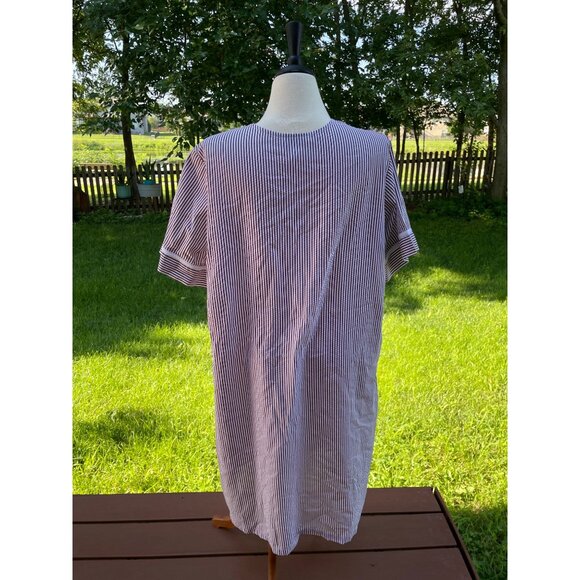 Womens Easy Essentials Striped House Dress Butterfly Embroidery Size XL Muumuu - Picture 4 of 7